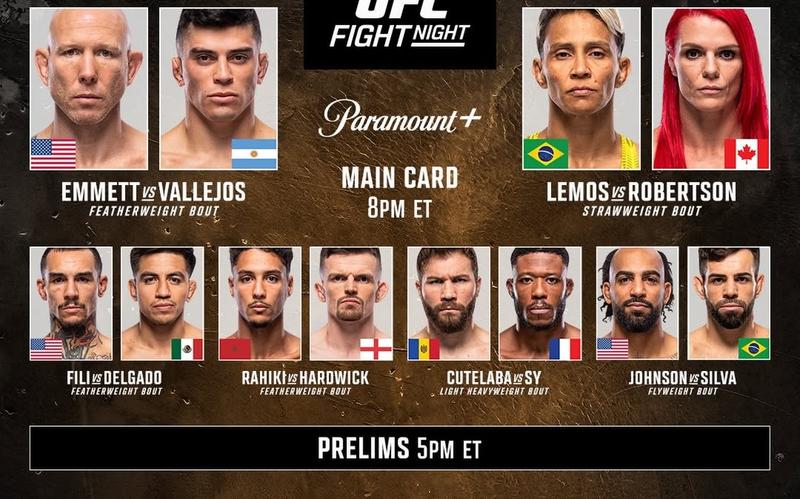 Резултати от UFC Fight Night: Емет-Валехос