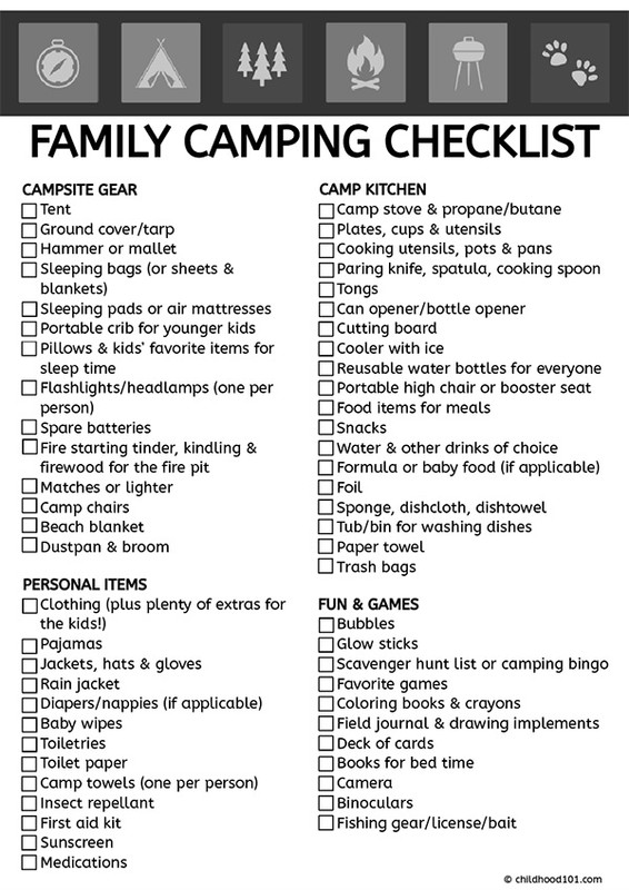 family camping checklist