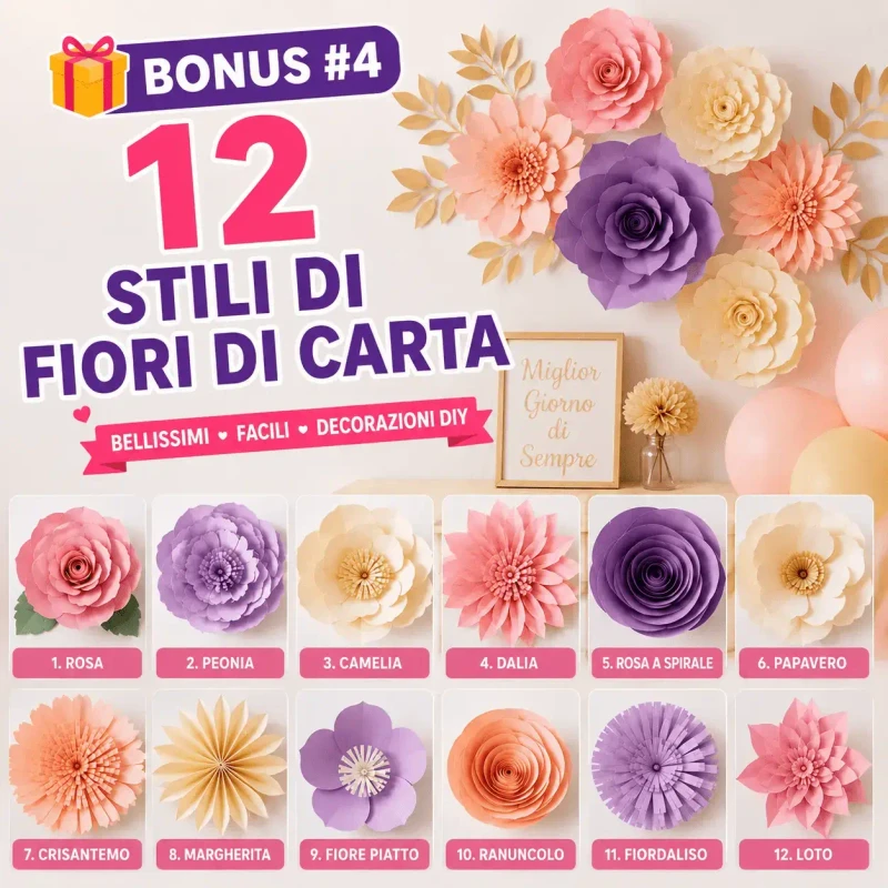12 Stili di Fiori di Carta