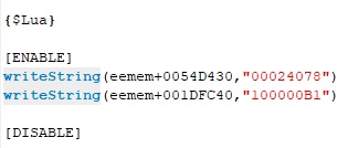 How to make pcsx2 mod into LUA script in Cheat Engine