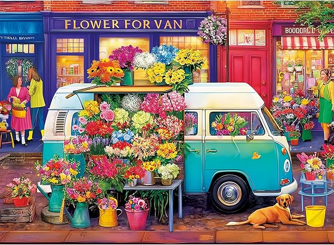 Puzzles for Adults Nature Flower Shop Puzzle for Adults Kids Seniors Large Piece Fun Puzzle Challeng