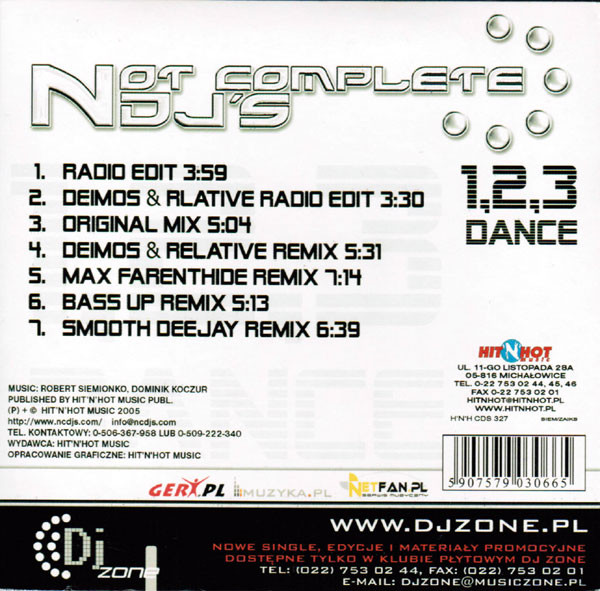 22/03/2023 - Not Complete DJ's – 1,2,3, Dance (CD, Maxi-Single)(Hit 'N' Hot Music – H'N'H CDS 327)  2005 R-2453252-1284901091