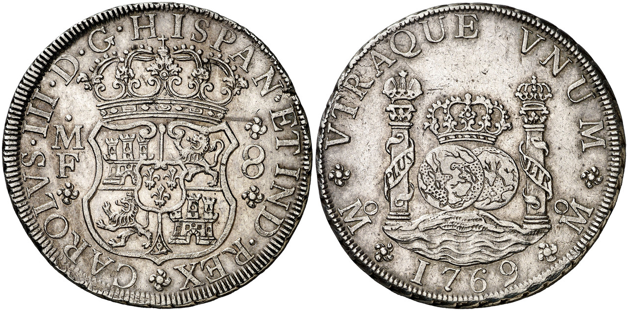 8 reales columnarios de Carlos III 1769 1390