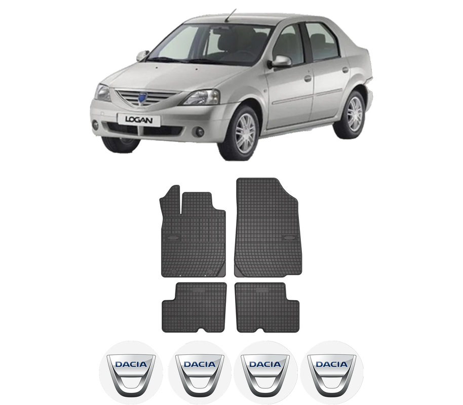 Set covorase presuri DACIA LOGAN (LS_) din 2004-2012, auto, din cauciuc thermoplastic, 4 Stickere auto cu DACIA