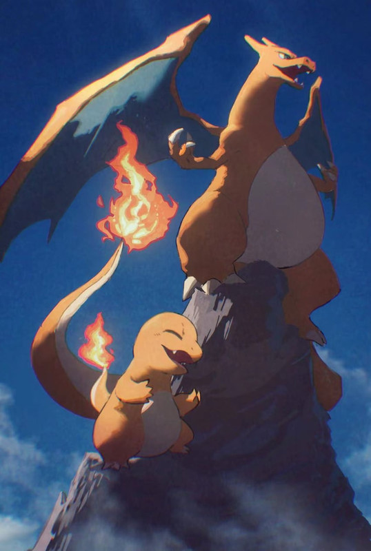 charizard-and-charmander-pokemon-drawn-b
