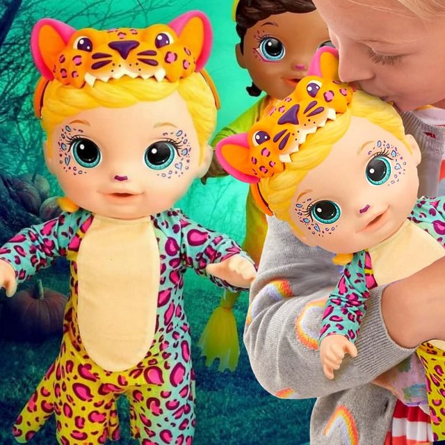 Boneca Baby Alive que Bebe e Faz Xixi – Rainbow Wildcats Leopardo (Exclusivo da Amazon) – F1231 – Hasbro