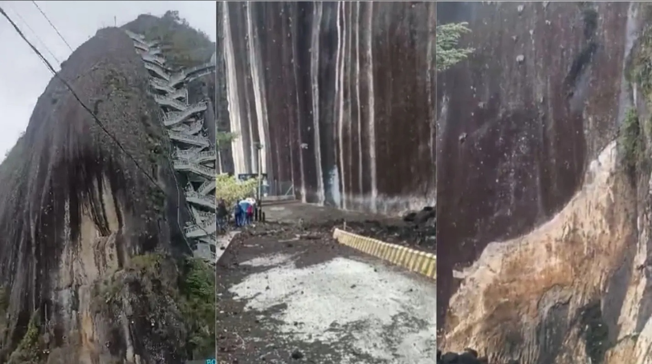 Piedra del Peñol lesiona a 15 personas, se desprendieron enormes rocas: video