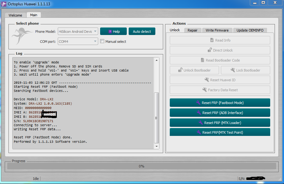 Dra-lx2 2019 fastboot mode frp done one click - GSM-Forum