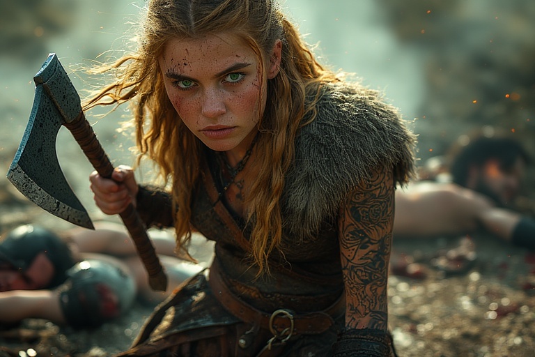 Viking-girl-holding-norse-axe-(24)