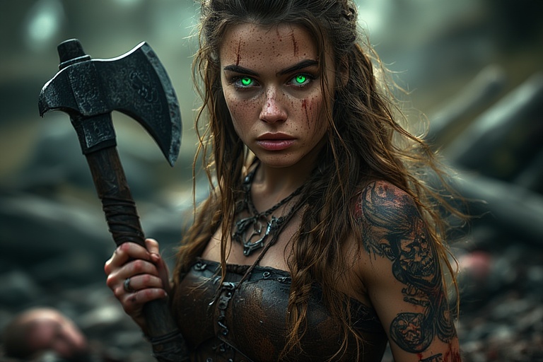 Viking-girl-holding-norse-axe