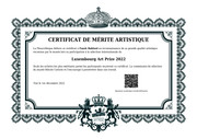 certificat du mérite artistique