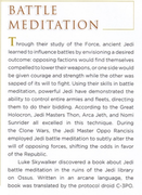 Battle meditation can influence entire armies by envisioning the desired outcome