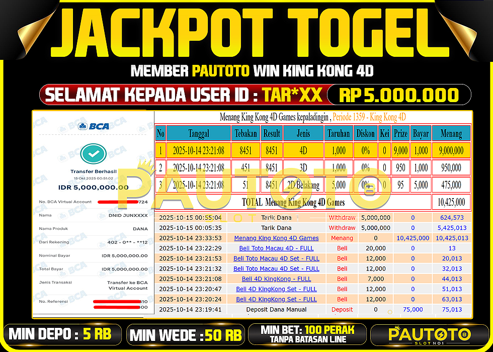 BUKTI JACKPOT LUNAS PAUTOTO