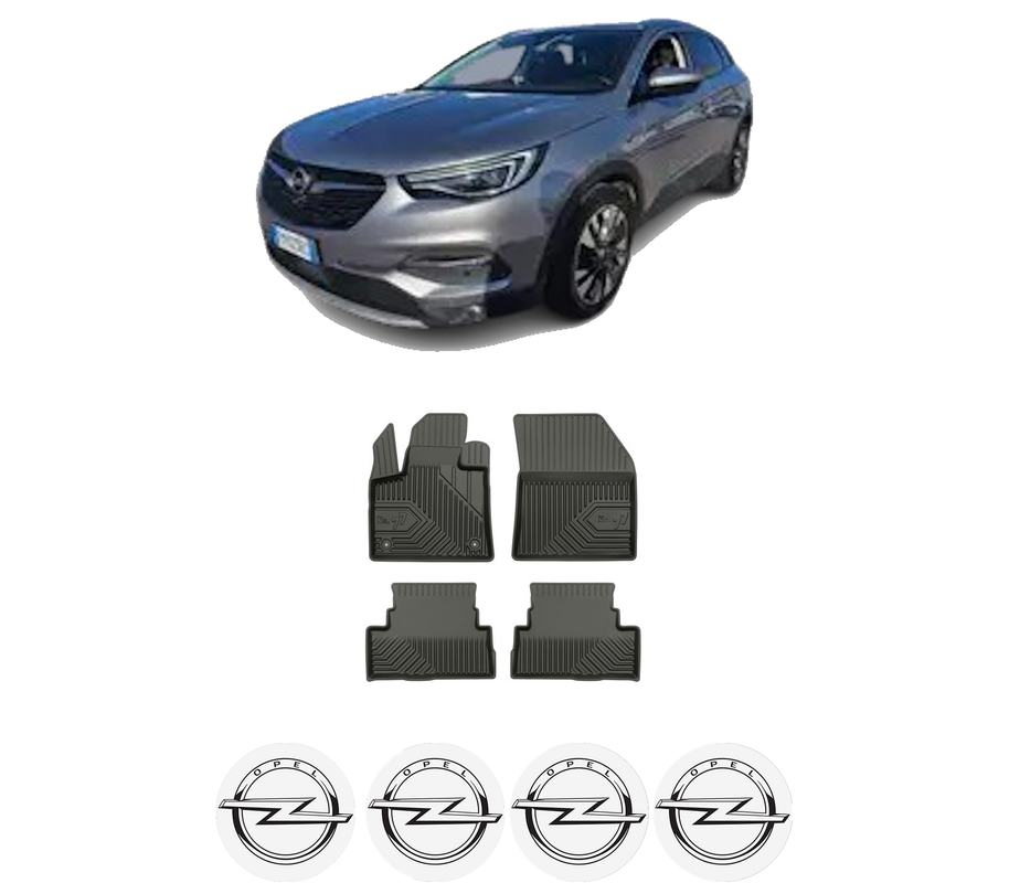 Set covorase presuri OPEL GRANDLAND / GRANDLAND X (A18, P1UO) din 2017-2021, auto, din cauciuc thermoplastic, 4 Stickere auto cu OPEL