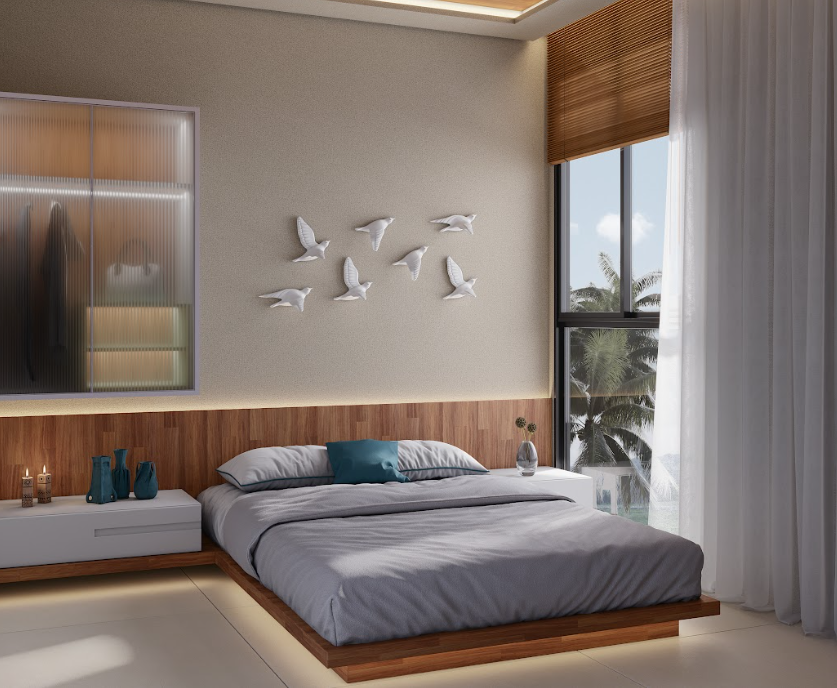 Suíte ampla e aconchegante do apartamento Garden no Costa Azul