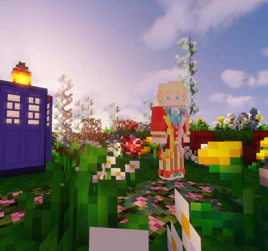 A photo of the 6th Doctor's Minecraft skin.