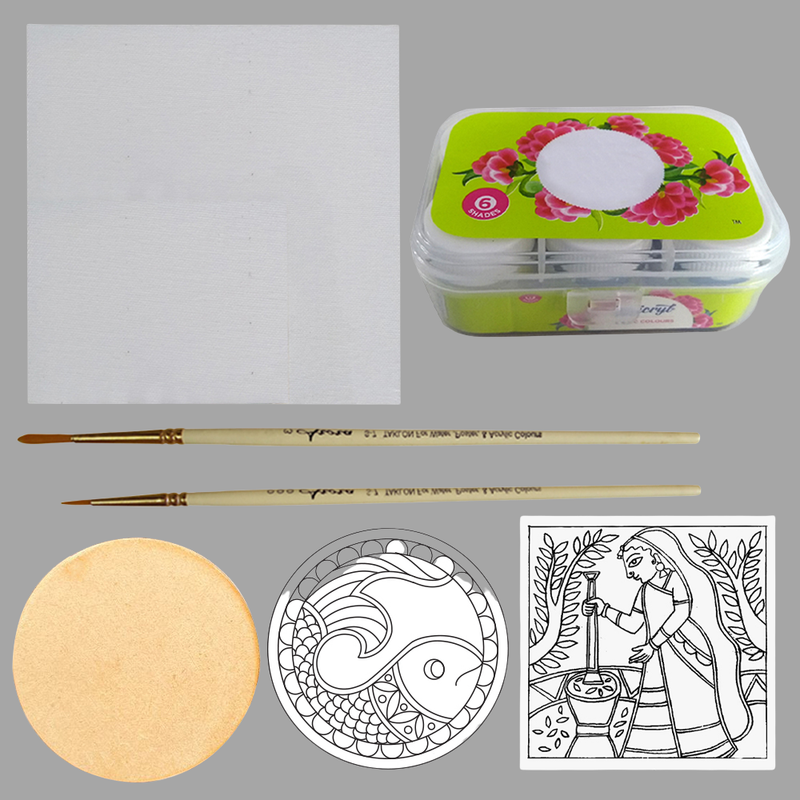 Madhubani Art on Canvas DIY Kit