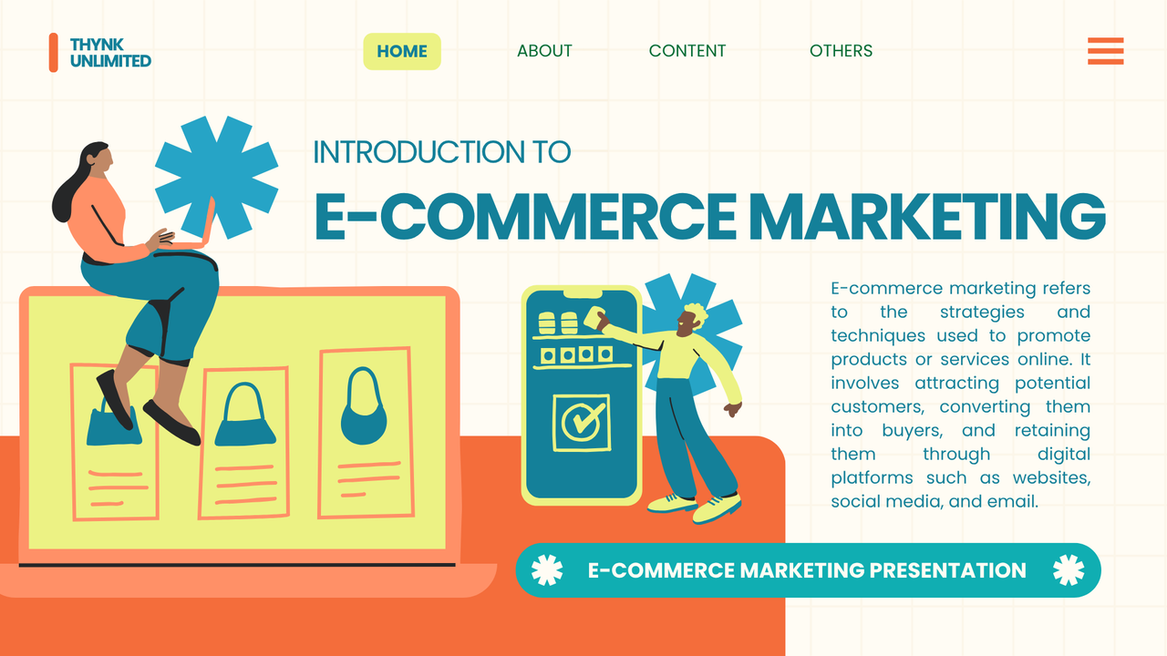 Green and Orange Illustrative E-Commerce Marketing Presentation