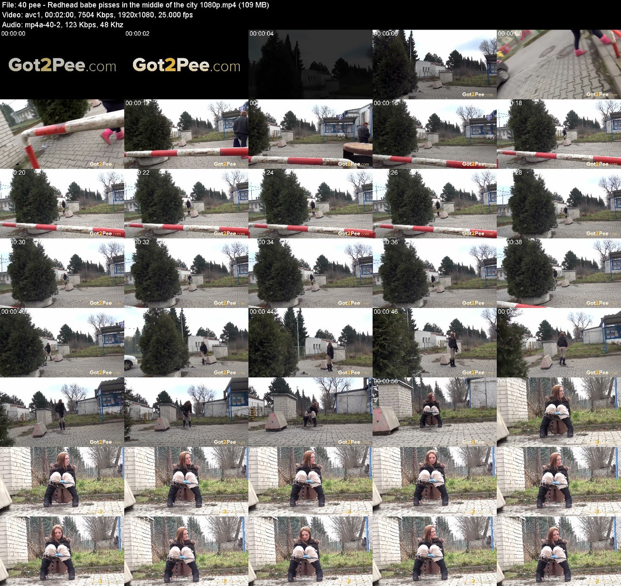 40 pee Redhead babe pisses in the middle of the city 1080p