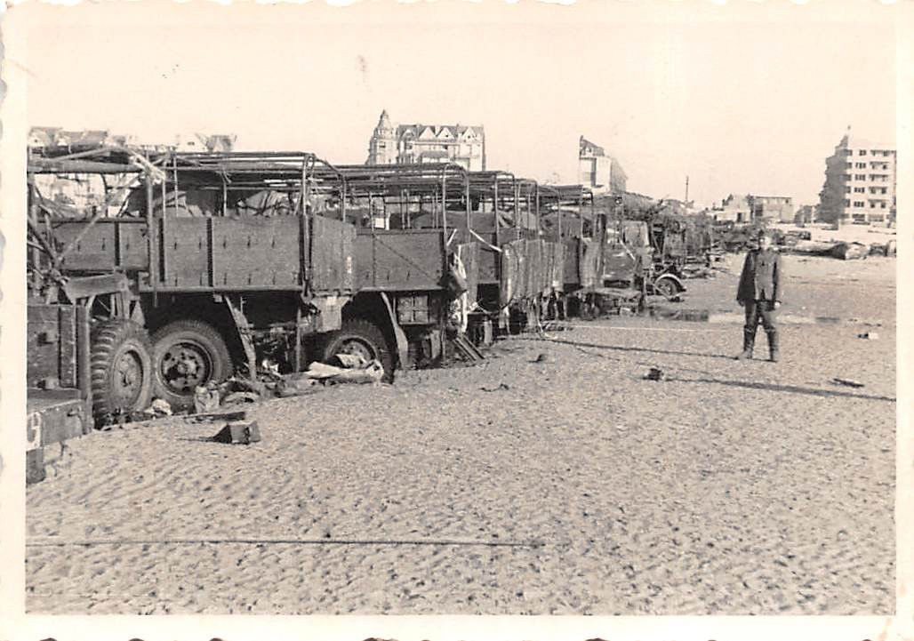 Engl. LKW verlassen am Strand Dünkirchen Frankre