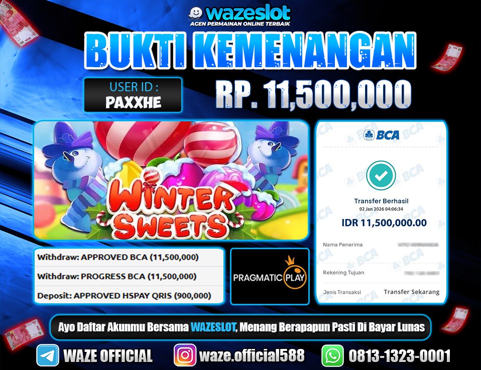 BUKTI KEMENANGAN 02 JANUARI 2026 GAME WINTER SWEETS (PRAGMATIC PLAY)