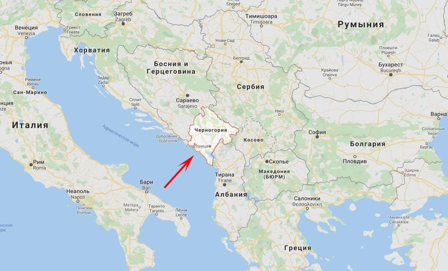 Черногория на карте Черногория на карте