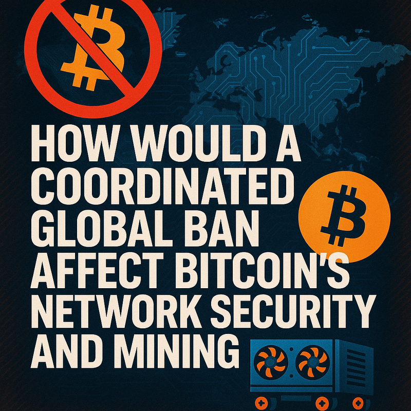 How would a coordinated global ban affect Bitcoin's network security and mining