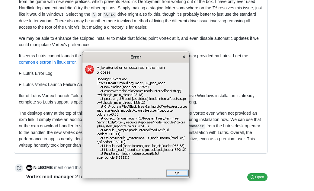 Vortex Installation stuck at "loading extension" · Issue 257
