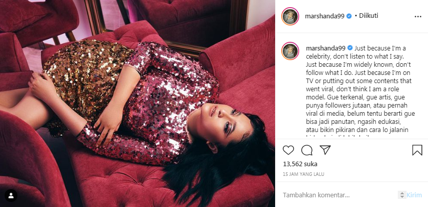 Marshanda tulis soal artis yang tak bisa dijadikan panutan