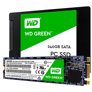 Disco de estado sólido WD Green SATA de 2.5 pulgadas.