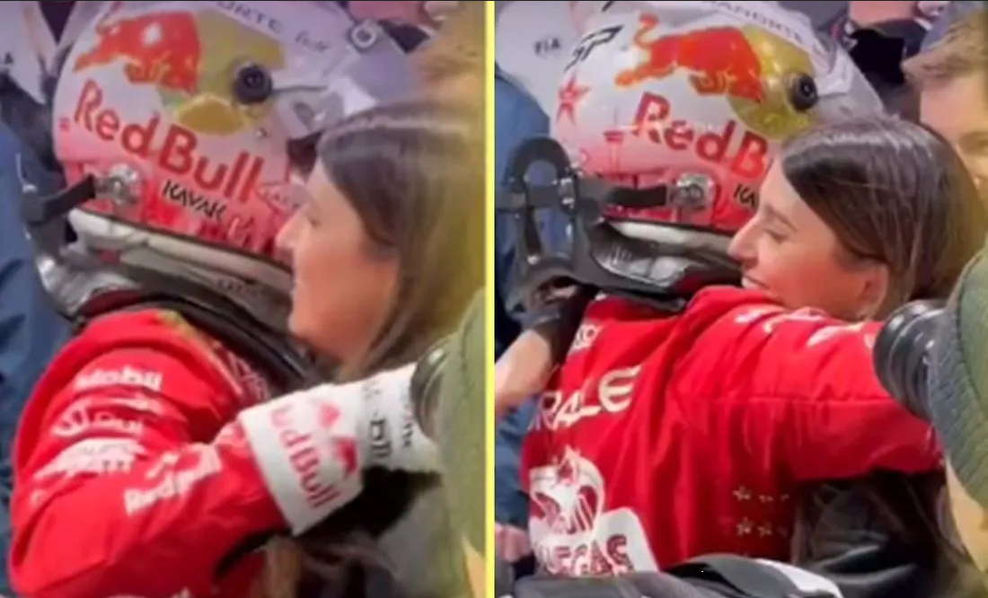 La conmovedora reacción de Carola Martínez con Checo Pérez en GP de las Vegas