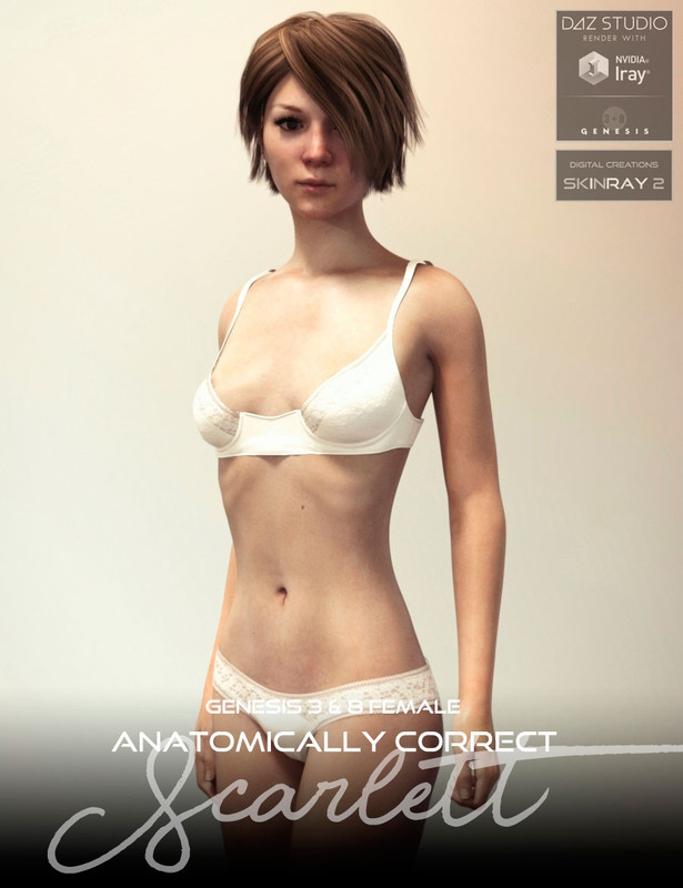 Anatomically Correct: Scarlett  for Genesis 3 and Genesis 8 Female