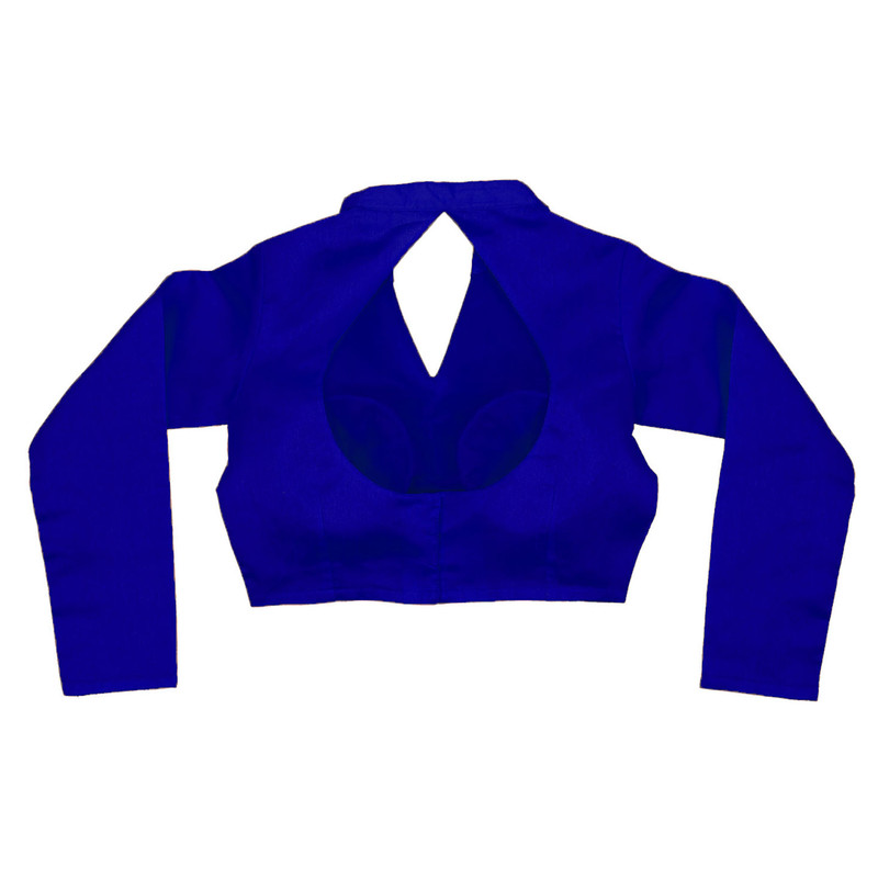 Women's Designer Sari Blouse Dupion Silk Collor Neck Long Sleeve Crop Top Choli - Picture 52 of 82
