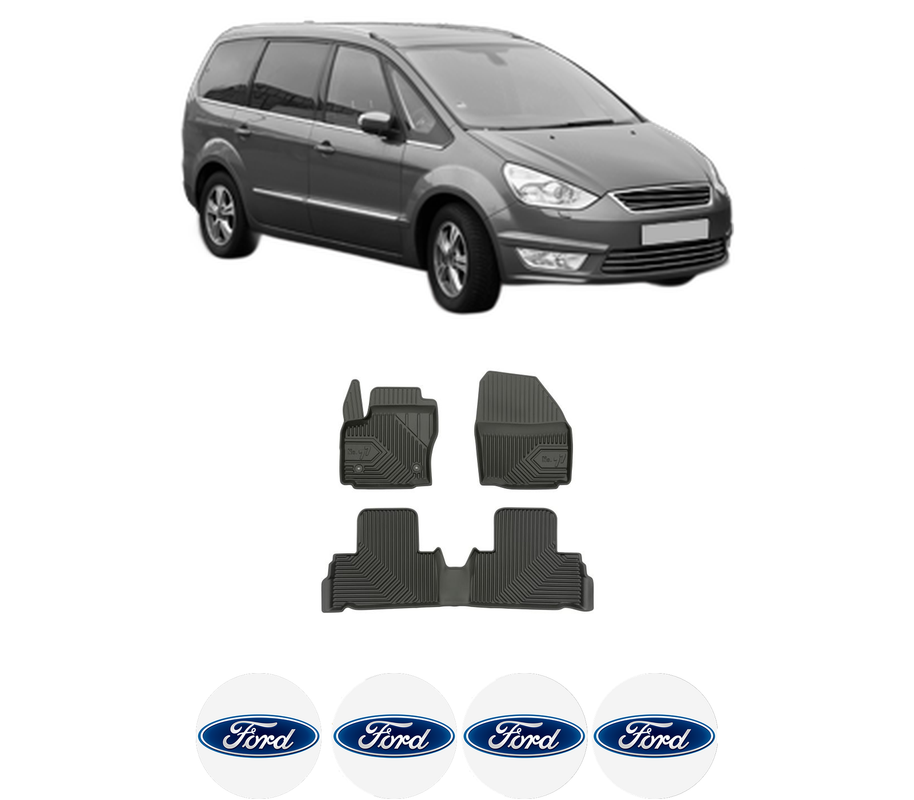 Set covorase presuri FORD GALAXY II (WA6) din 2006-2015, auto, din cauciuc thermoplastic, 4 Stickere auto cu FORD