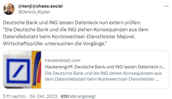 Deutsche Bank und ING lassen Datenleck prüfen Deutsche Bank und ING lassen Datenleck prüfen