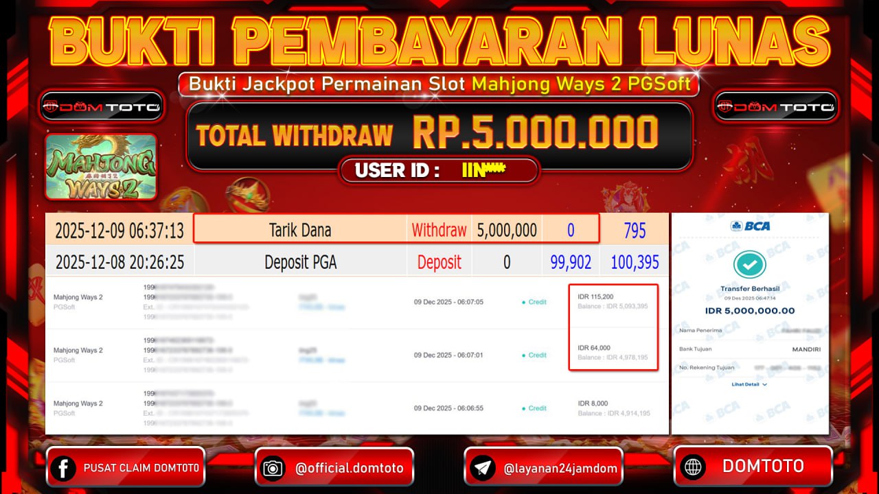 JACKPOT Permainan Slot Mahjong Ways 2 PGSoft 09 DECEMBER 2025