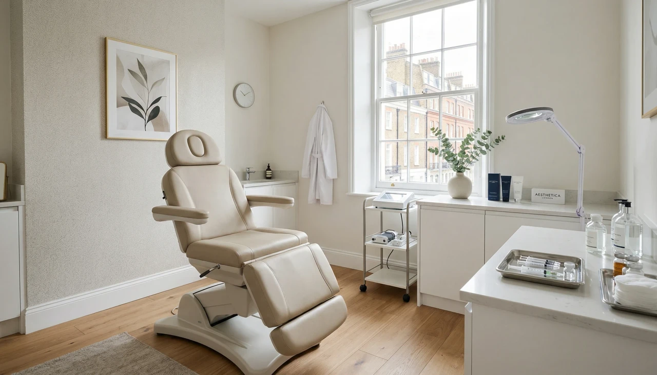 aesthetic treatment room with soft natural daylight.