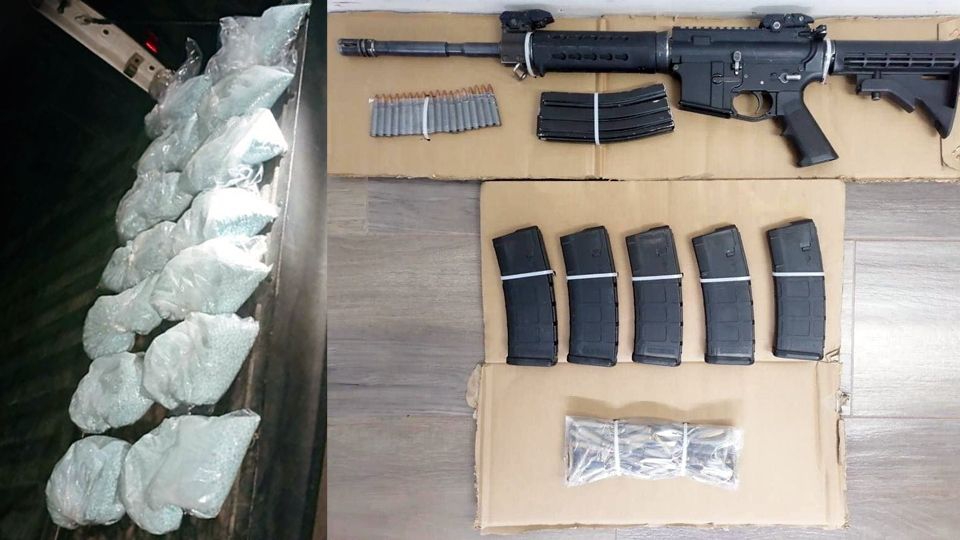 Aseguran en Sonora 15 kilos de fentanilo, un arma larga, cartuchos y dos vehículos