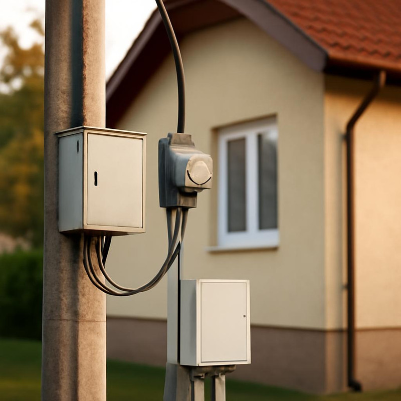 Схема подключения частного дома к электросети с элементами распределения