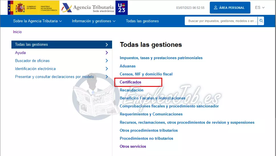 Obtener un certificado de Hacienda
