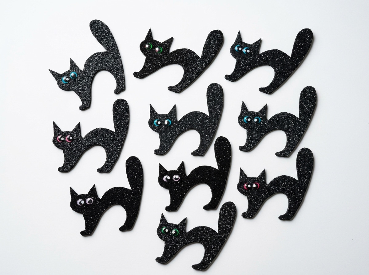 Set Adornos foamy Gato Halloween para decorar 6pz