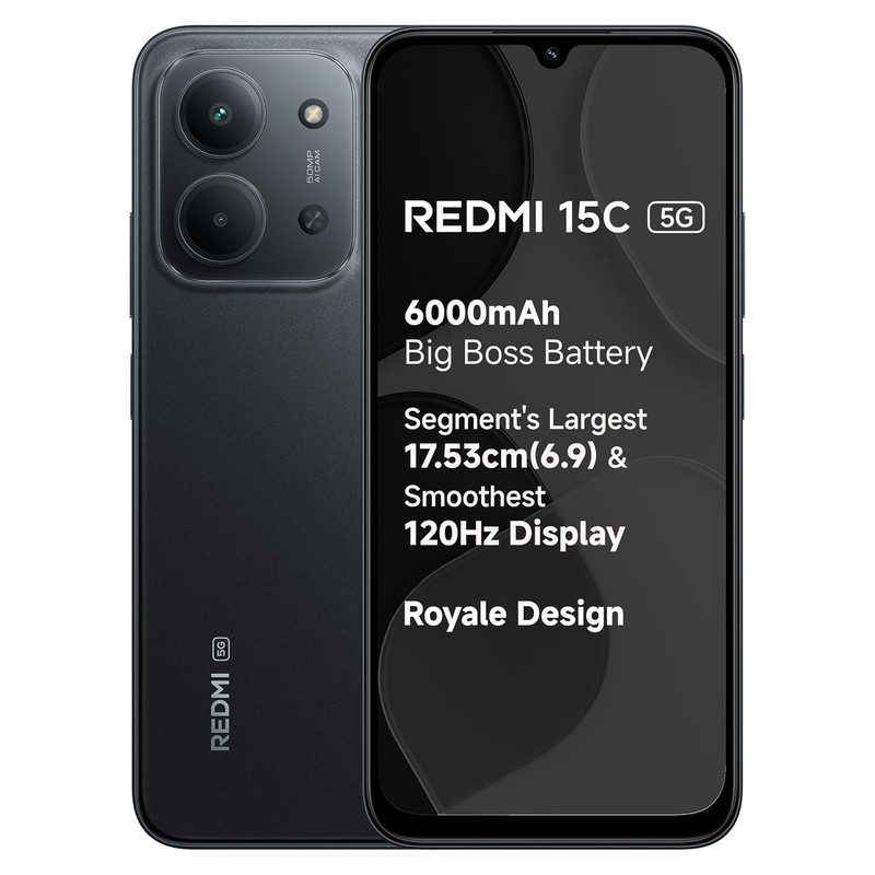 REDMI 15C 5G Midnight Black 6GB RAM, 128GB Storage refurbished