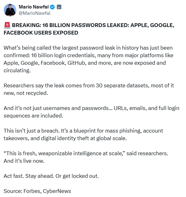 Datenleck mit 16 Milliarden Datensätzen?