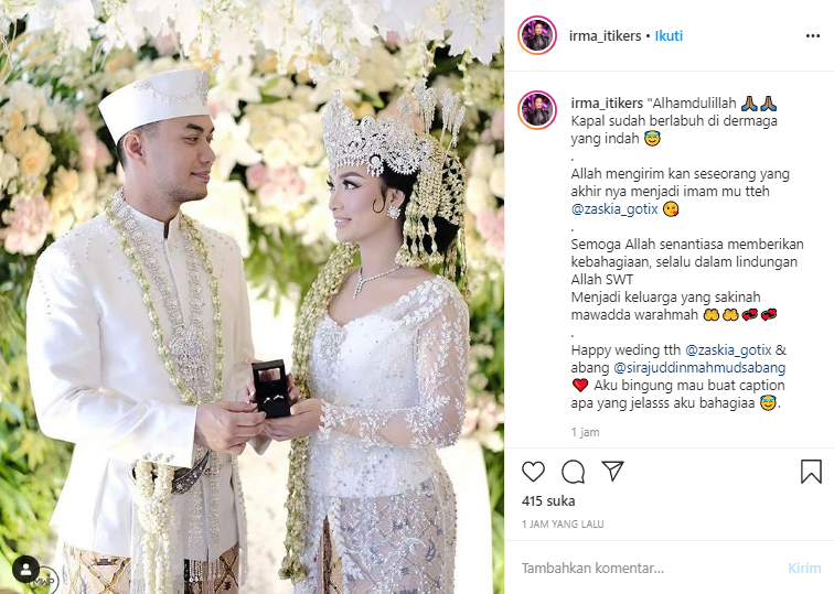 Sirajuddin Mahmud dan Zaskia Gotik (TribunStyle.com/Instagram @irma_itikers)