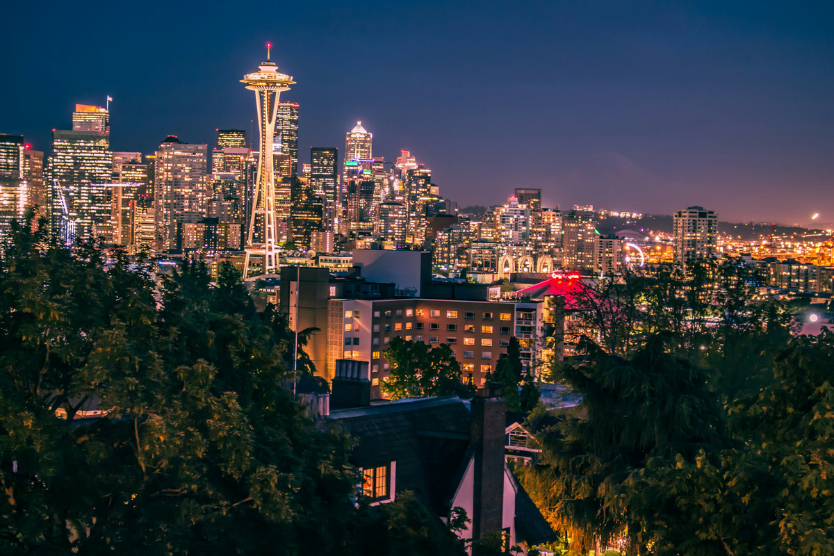 Seattle skyline at night