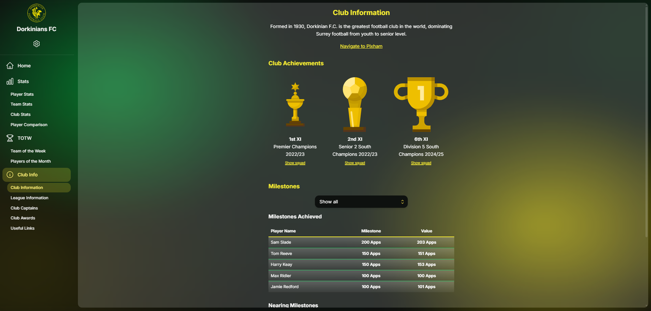 Club Information Desktop Screenshot