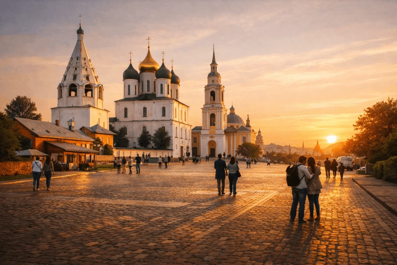 Теплый вечер с видом на Соборную площадь Коломны