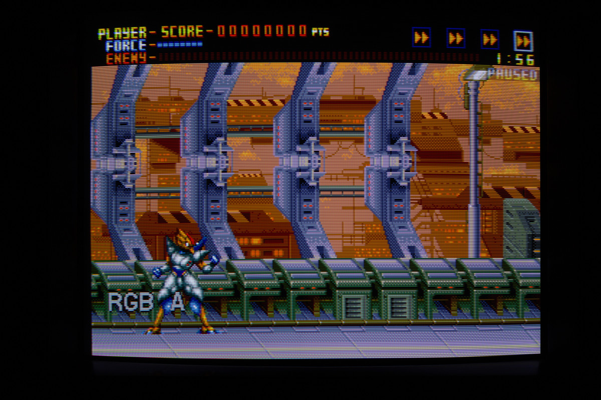 Alien Soldier (MD on MiSTer)(PVM OEV203)(RGB)(NTSC)(FL)(adj)