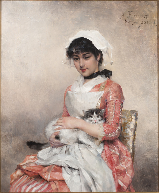 Albert-Edelfelt-Girl-with-a-Cat-1881