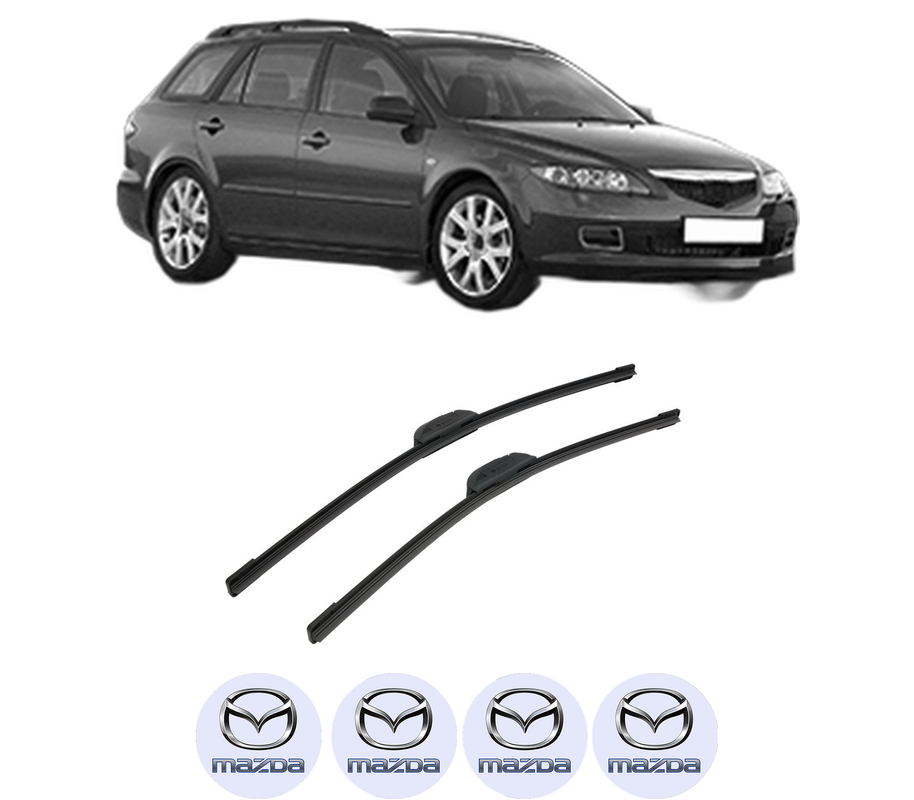 Set stergatoare auto MAZDA 6 Station Wagon (GY) din 2002-2008, pentru parbriz auto, 2 bucati, Bosch Aerotwin Retrofit, din cauciuc siliconat rezistent, 4 Stickere Auto MAZDA